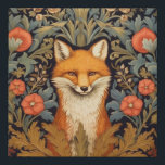 The fox and red flowers art nouveau style faux canvas print<br><div class="desc">The fox and red flowers art nouveau style, William Morris inspired art.</div>