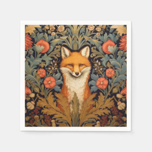The fox and red flowers art nouveau style napkins