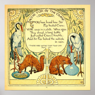 The Fox and the Crane Walter Crane Poster