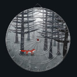 The Fox and the Forest Dart Board<br><div class="desc">A lone wild red fox stands beneath the pine trees in a dark forest. For nature,  wildlife and animal lovers.</div>