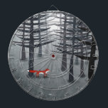 The Fox and the Forest Dart Board<br><div class="desc">A lone wild red fox stands beneath the pine trees in a dark forest. For nature,  wildlife and animal lovers.</div>