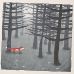 The Fox and the Forest Scarf<br><div class="desc">A lone wild red fox stands under pine trees in a dark forest. A landscape painting for animal,  nature and wildlife lovers. Original art by Nic Squirrell.</div>