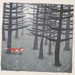 The Fox and the Forest Scarf<br><div class="desc">A lone wild red fox stands under pine trees in a dark forest. A landscape painting for animal, nature and wildlife lovers. Original art by Nic Squirrell.</div>