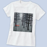 The Fox and the Forest T-Shirt<br><div class="desc">A lone wild red fox stands under pine trees in a dark forest. A landscape painting for animal,  nature and wildlife lovers.</div>