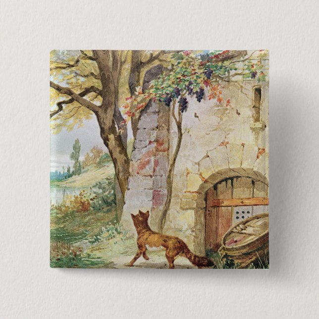 The Fox and the Grapes, illustration for Pinback Button (Front)