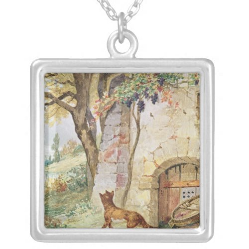 The Fox and the Grapes illustration for Silver Plated Necklace