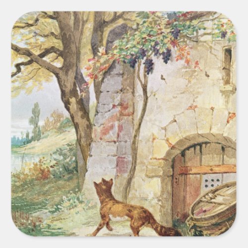 The Fox and the Grapes illustration for Square Sticker