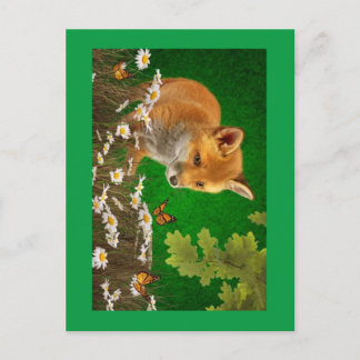 The fox and the Monarch Holiday Postcard