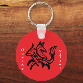 The Fox and The Trout | Native Wildlife Art Red Keychain