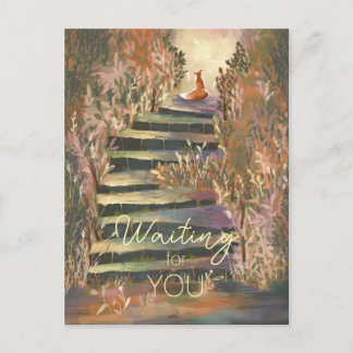 The fox in the enchanted garden customisable postcard