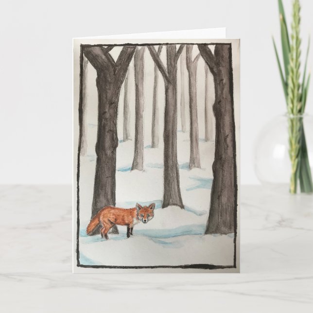 The Fox in the Snow Folded Greeting Card (Front)