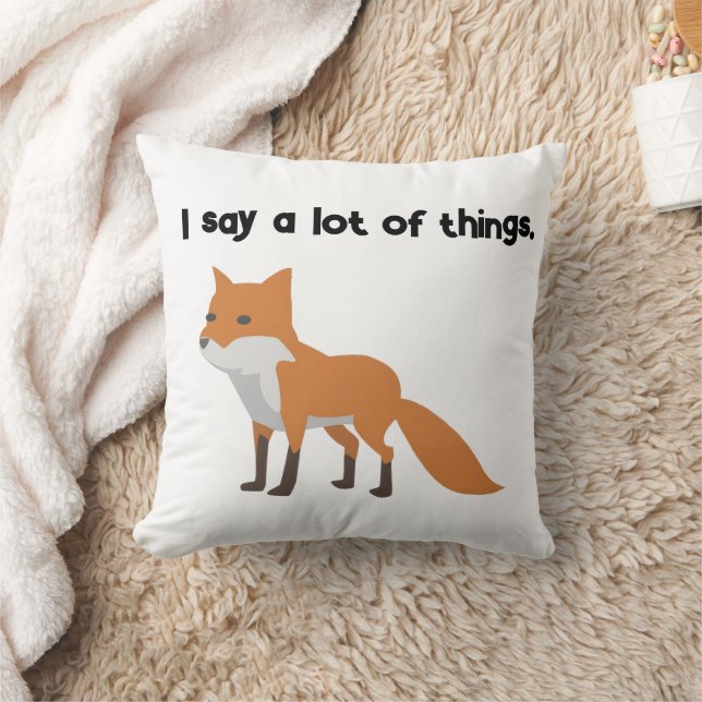 The Fox Says… Funny Internet Meme Cartoon Design Throw Pillow (Blanket)