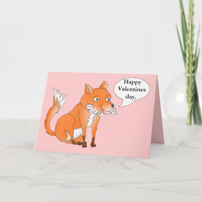 The fox says, "Will you be my Valentine?" Holiday Card (Front)