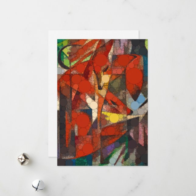 The Foxes, Infinity Dots by After Franz Marc Holiday Card (Front/Back In Situ)