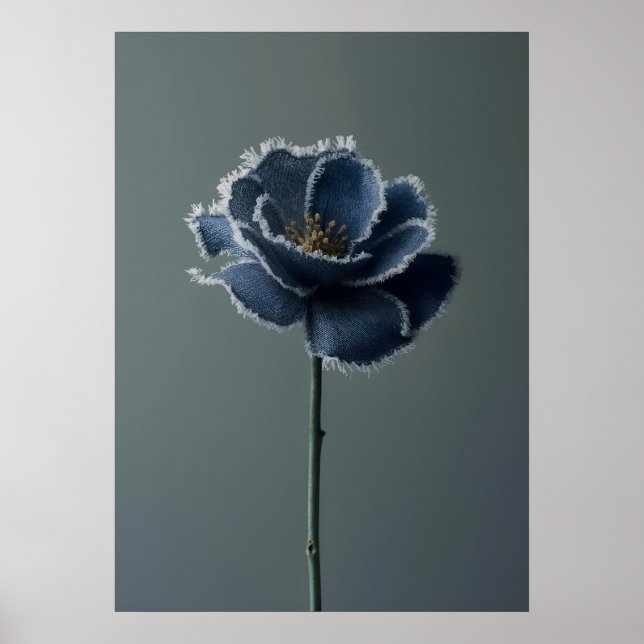 The Fragile Bloom of a Reconstructed Denim Flower Poster (Front)