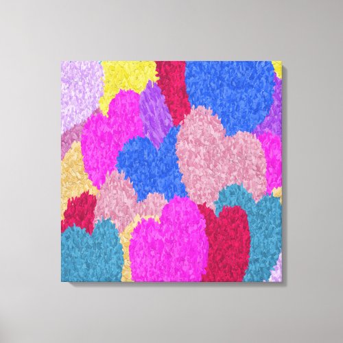 The Fragmented Hearts Abstract Painting Canvas Print