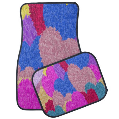 The Fragmented Hearts Abstract Painting Car Floor Mat