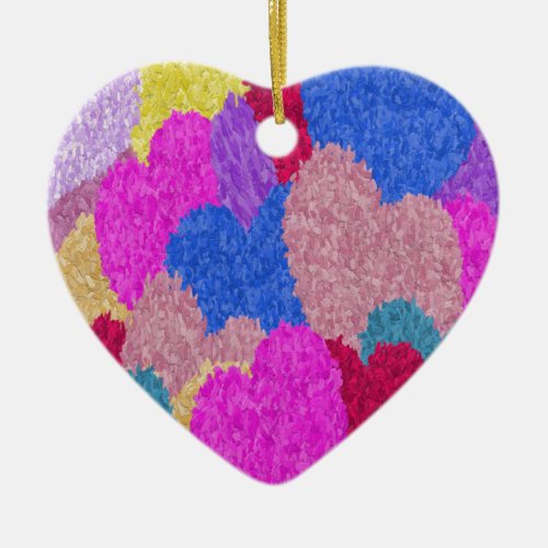 The Fragmented Hearts Abstract Painting Ceramic Ornament