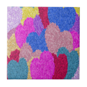 The Fragmented Hearts Abstract Painting Ceramic Tile