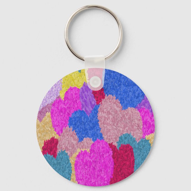The Fragmented Hearts Abstract Painting Keychain (Front)