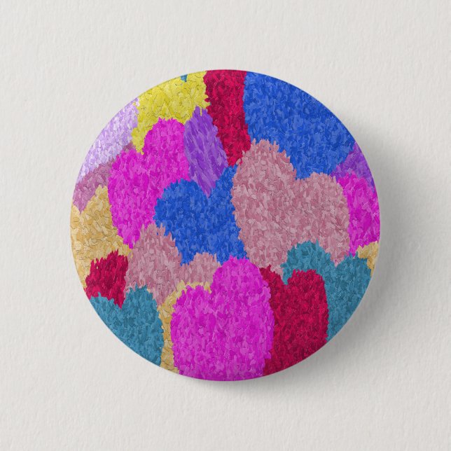 The Fragmented Hearts Abstract Painting Pinback Button (Front)