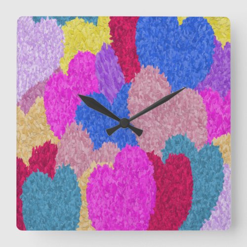 The Fragmented Hearts Abstract Painting Square Wall Clock