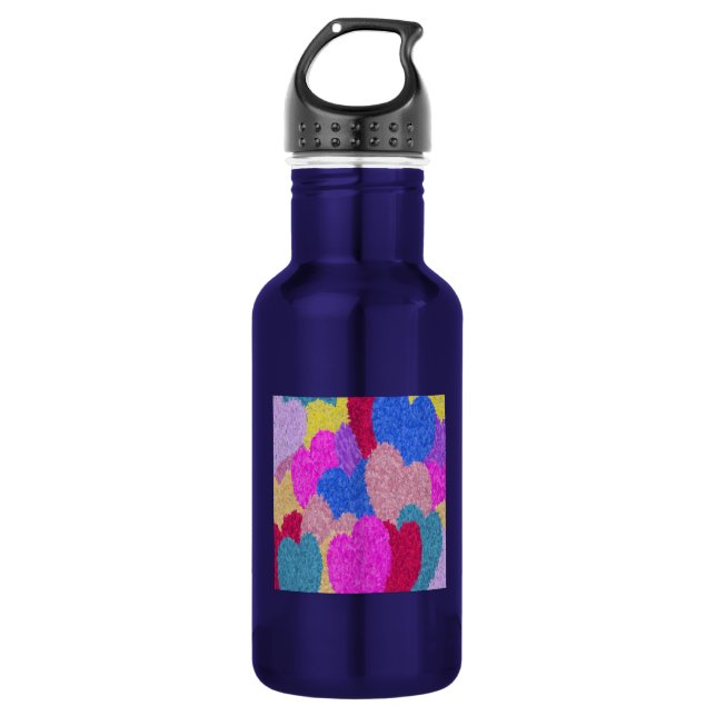The Fragmented Hearts Abstract Painting Stainless Steel Water Bottle (Front)