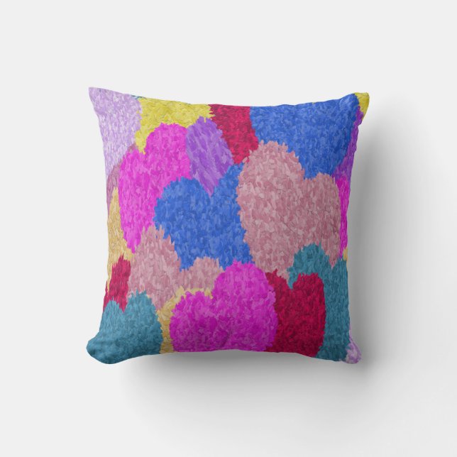 The Fragmented Hearts Abstract Painting Throw Pillow (Front)