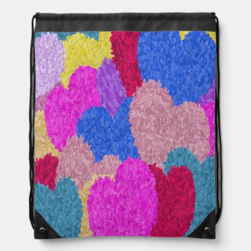 The Fragmented Hearts Drawstring Backpack