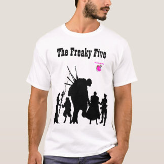 The Freaky Five in black silhouette on white T-Shirt