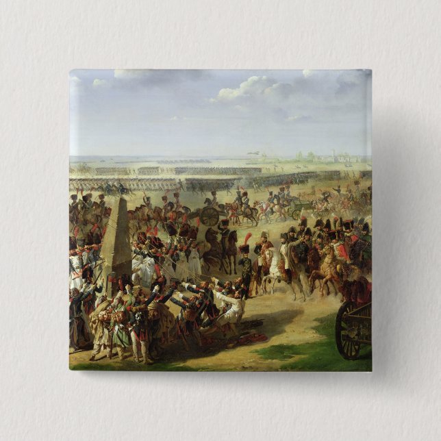 The French Army Pulling Down the Rosbach Column Pinback Button (Front)