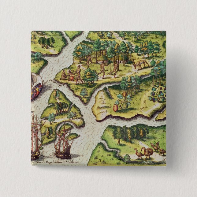 The French Arrive at Port Royal Button (Front)