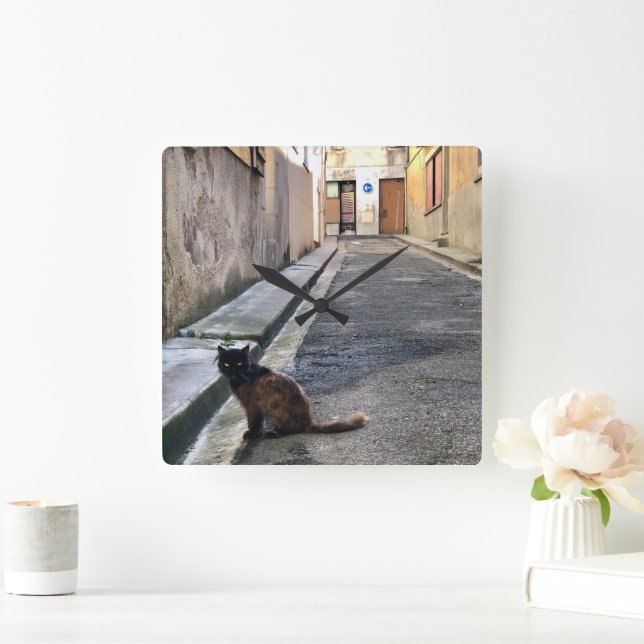 The French Cat Square Wall Clock (Home)