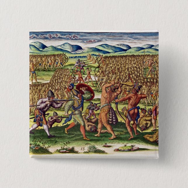 The French Help the Indians in Battle Pinback Button (Front)