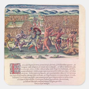 The French Help the Indians in Battle Square Sticker