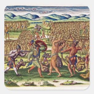 The French Help the Indians in Battle Square Sticker