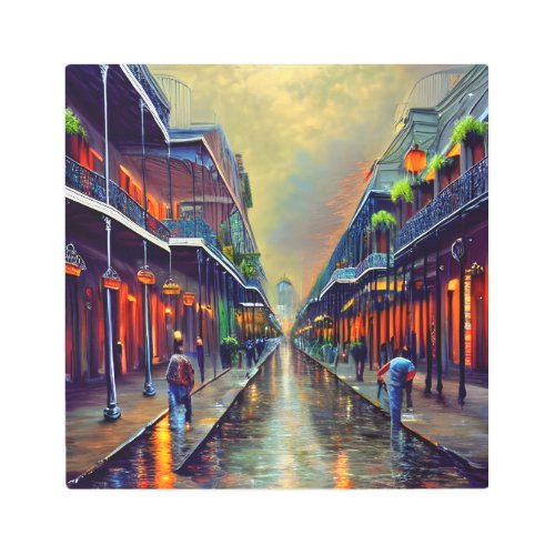 The French Quarter Digital Painting Metal Wall Art