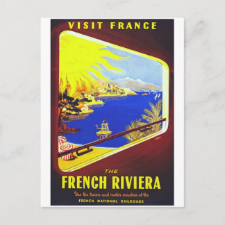 The French Riviera VIntage Travel Poster Postcard