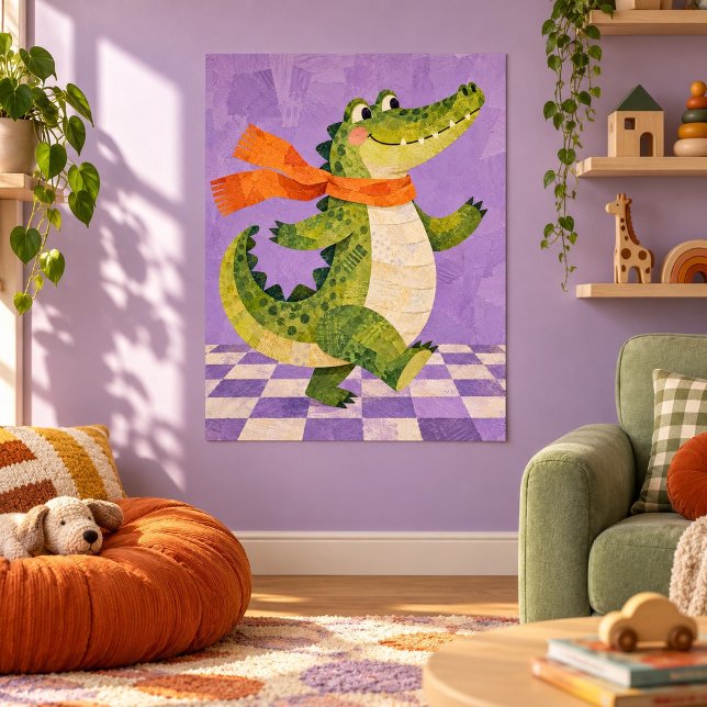 The Friendly Crocodile Art Print (Unframed paper art print. All texture effects are printed. Room styling props are not included.)