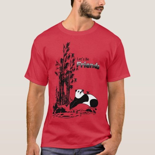 The Friendly Panda and Little Birds Friendship Day T_Shirt