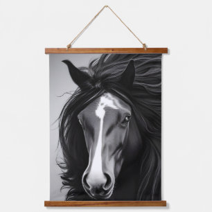 The Friesian Black & White Digital Portrait Hanging Tapestry