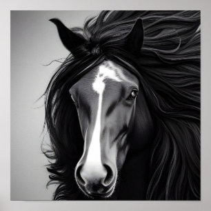 The Friesian Black & White Digital Portrait Print