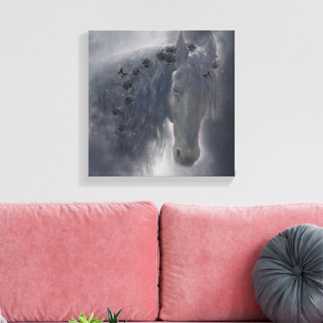 The Friesian Horse - Wrapped Canvas Print (Insitu(LivingRoom))