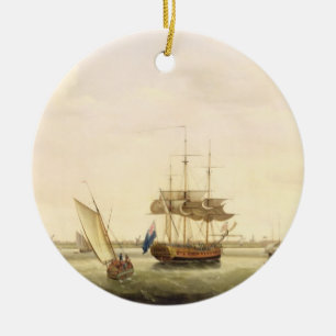 The Frigate 'Surprise' at Anchor off Great Yarmout Ceramic Ornament