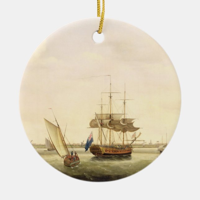 The Frigate 'Surprise' at Anchor off Great Yarmout Ceramic Ornament (Front)