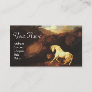 The Frightened White Horse By A Lion Monogram Business Card