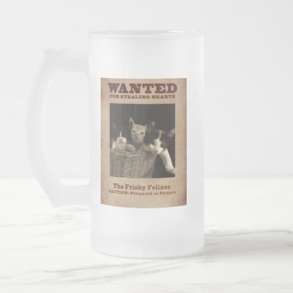 The Frisky Felines Frosted Glass Beer Mug