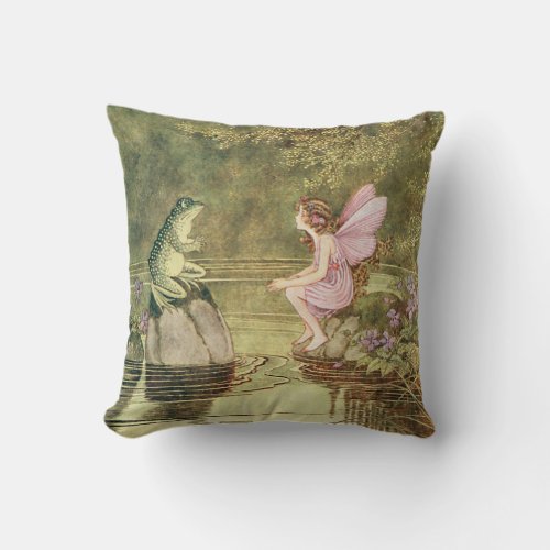 The Frog and the Fairy Throw Pillow