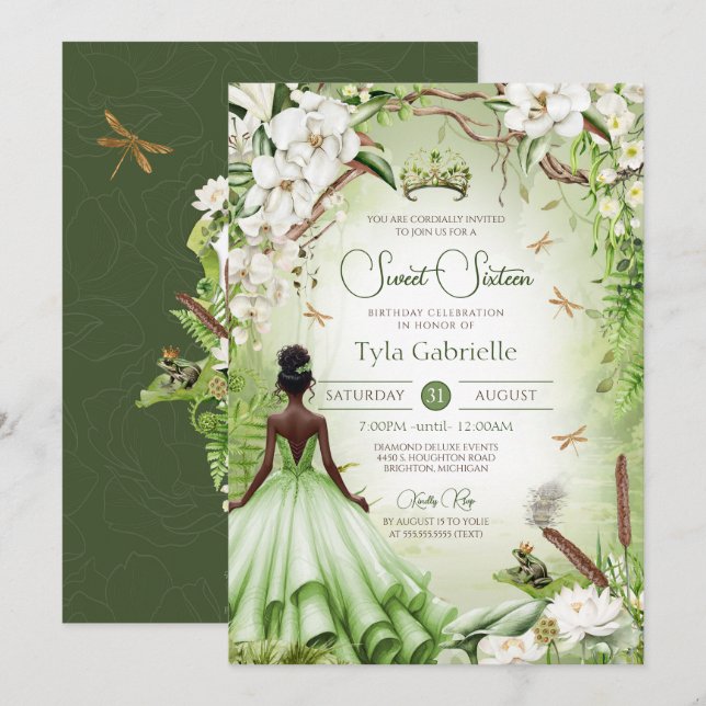 The Frog Prince Fairytale Princess Sweet 16 Invitation (Front/Back)