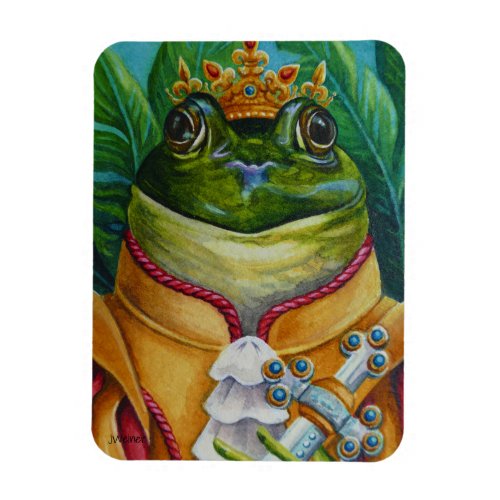 The Frog Prince with Crown  Sword Watercolor Art Magnet